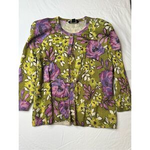 Gorgeous St. John Floral Shimmer Cardigan, Size Small